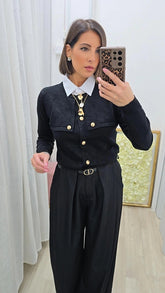 CARDIGAN PATTA NERO ART.3667